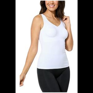 Rhonda Shear Women's Butterknit TankTop w BuiltIn Bra White - Regular